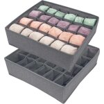 Lot de 2 organisateur sous vetement, 24 cellules boite rangement sous culotte, organizer de tiroir pliable, ...