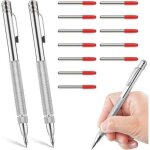 Lot de 2 outils de tra�age, stylo en carbure de tungst�ne, aiguille � tracer en m�tal dur avec aimant, ...