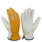 Lot de 2 paires de gants flexibles et rsistants aux pines - gants de travail en cuir confortables pour ...