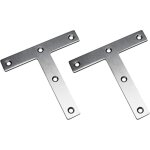 Lot de 2)pattes d'assemblage en forme de t, 120 x 120 mm supports de fixation droits plats, plaque de ...