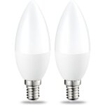 Jusch - lot de 2 petites ampoules led en forme de flamme culot edison  vis e14 5 w (quivalent 40 w) ...