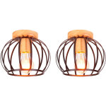 Lot de 2 plafonnier vintage r�tro en bois lampe de plafond e27 luminaire pour couloir escalier salon ...