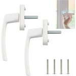 Lot de 2 poign�es de fen�tre en acier en plastique, serrure de fen�tre coulissante, poign�e de porte ...