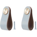 Lot de 2 poign�e meuble cuir, bouton de portes placard poignee cuir bouton de tiroir, poignee de meuble ...