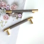 Lot de 2 poign�es de placard modernes dor�es espacement des trous de 128 mm poign�es de porte de cuisine ...