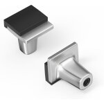 Lot de 2 poign�es de placard en nickel bross�, argent�es, noires et nickel bross�, carr�es en alliage ...