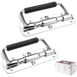 Lot de 2 poign�es pliantes, 110 mm, � ressort, poign�e pliante, en acier inoxydable, avec rev�tement ...