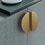 Lot de 2 poign�es de tiroir en forme de lune demi - ronde poign�es de tiroir en laiton dor� pour cuisine ...