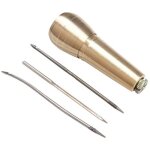 Lot de 2 poinons en cuivre pour rparation de chaussures en cuir - poigne en bois - poinon pour perforation ...