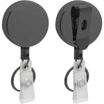 Lot de 2 porte - badges r�tractables robustes, porte - cl�s r�tractables en m�tal gris avec mousqueton, ...