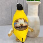 Lot de 2 porte - clés en peluche représentant un chat banane qui pleure et qui parle Lot de 2 porte - clés en peluche représentant un chat banane qui pleure et qui parle