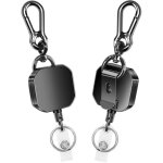 Lot de 2 porte - cl�s r�tractables, porte - badge d'identification en m�tal robuste, porte - cl�s mousquet ...