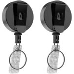 Lot de 2 porte - cl�s r�tractables, enrouleur de badge - porte - cl�s robuste avec fil d'acier �pais ...