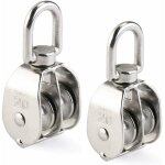 Lot de 2 poulies doubles en inox 304 pivotantes Lot de 2 poulies doubles en inox 304 pivotantes