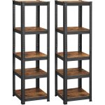 Rayonnage  5 niveaux, lot de 2, 37 x 37 x 150 cm, tagre de rangement capacit 400 kg, planches rglables, ...