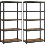 Lot de 2 rayonnage 5 niveaux 180 x 90 x 40 cm, Étagères charge lourde métallique, noir et marron rustique ... Lot de 2 rayonnage 5 niveaux 180 x 90 x 40 cm, Étagères charge lourde métallique, noir et marron rustique ...