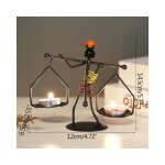 Lot de 2 r�tro en fer noir bougeoirs pour tables, bougeoir vintage en forme de petite fille avec corde ...