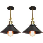 Lot de 2 r�tro plafonnier industriel m�tal style parapluie chapeau 22cm suspension luminaire, lampe applique ...