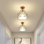 Lot de 2 retro plafonnier industrielle cage en forme diamant en m�tal fer lustre suspension luminaire ...