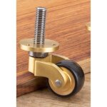 Lot de 2 roulettes universelles en laiton massif pour meubles dor�s, roues pivotantes en caoutchouc de ...