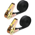 Lot de 2 sangles d'arrimage � cliquet de 2. 5m x 25mm 800kg, couleur noir tendeur de ceinture d'arrimage, ...