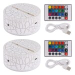 Lot de 2 socles lampe nuit  led 3d + tlcommande cble usb, prsentoir spectacle lumire 16 couleurs ...