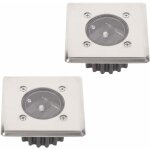 Lot de 2 spots solaires led encastrables au sol - carr� - 8, 5 x 8, 5 cm - en acier inoxydable - 2 spots ...