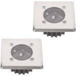 Lot de 2 spots solaires led encastrables au sol - carr - 8, 5 x 8, 5 cm - en acier inoxydable - 2 spots ...