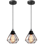 Lot de 2 suspension luminaire industrielle m�tal lustre plafonnier style cage �16cm g�om�trique e27 mini ...