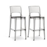 Lot de 2 tabourets isy scab design en polycarbonate transparent, h 74cm. Lot de 2 tabourets isy scab design en polycarbonate transparent, h 74cm.