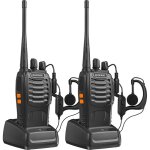 Lot de 2 talkies - walkies bf - 88e 2800 mah avec longue autonomie en veille, norme europ�enne, noir