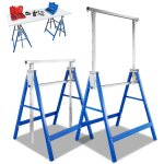Lot de 2 tr�teaux pliables t�lescopiques, hauteur r�glable (80 - 130cm), charge maximale 200 kg, bleu ...