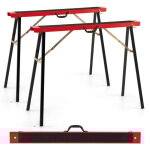 Lot de 2 tr�teaux portables et pliables, chevalet de sciage en m�tal galvanis� avec surface antid�rapante, ...