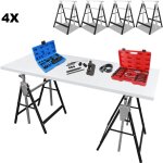 Lot de 2 tr�teaux t�lescopiques 7 hauteurs possibles (80 - 130cm) m�tal pliable noir - tolletour