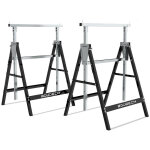 Boudech ? lot de 2 tr�teaux t�lescopiques pliables 300 kg ? hauteur r�glable 80 - 130 cm ? m�canisme ...