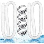 Lot de 2 tuyau piscine, tuyau 32mm blanc, tuyau aspirateur piscine, pompe piscine avec 4 pince fixe, ...