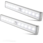 Lot de 2 veilleuses led avec d�tecteur de mouvement, �clairage armoire placard vitrine, r�glette led, ...