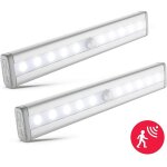 Lot de 2 veilleuses led avec d�tecteur de mouvement, �clairage armoire placard vitrine, r�glette led, ...