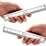 Lot de 2 veilleuses led avec d�tecteur de mouvement, �clairage armoire placard vitrine, r�glette led, ...