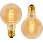 Lot de 2 vintage g80 e27, 40w blanc chaud 2700k, ac 220v, ampoules de d�coration � incandescence r�tro ...