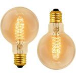 Jusch - lot de 2 vintage g80 e27, 40w blanc chaud 2700k, ac 220v, ampoules de dcoration  incandescence ...