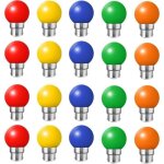 Lot de 20 ampoules led b22 ba�onnette 2w multicolores rouge jaune orange vert bleu incassable �quivalent ...