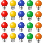 Lot de 20 ampoules led couleur b22 ampoules ba�onnette 2w rouge, jaune, orange, vert, bleu, incassable ...
