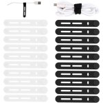 Lot de 20 attaches de c�bles r�utilisables en silicone r�glables pour cordons de charge, �couteurs, ordinateur ...