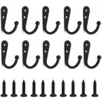 Lot de 20 crochets muraux noirs avec vis pour suspendre les cl�s de serviette de peignoir de poche pour ...