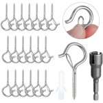 Lot de 20 crochet a visser m4, plafond en inox, piton � mural visser, forme q crochets et suspensions ...