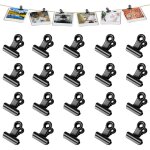 Lot de 20 pince bulldog noires de 22 mm en m�tal pour emballages alimentaires