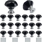 Lot de 20 poign�es de porte en verre cristal noir avec vis 30 mm poign�e de porte haut de gamme l�g�re ...
