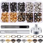 Lot de 200 ?illets de 6 mm 4 couleurs avec outil d'installation, y compris un maillet l�ger et doux, ...