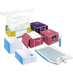 Lot de 22 housses de rangement sous vide grande capacit� - 4 housses, 17 sacs, 1 pompe - pour duvet couettes ...